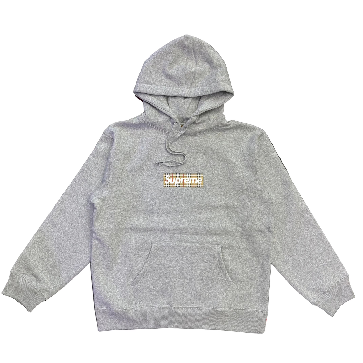 Supreme Burberry Box Logo Hooded Sweatshirt Heather Grey