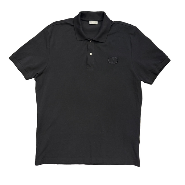 Dior CD Icon Polo Shirt Black Cotton Piqué