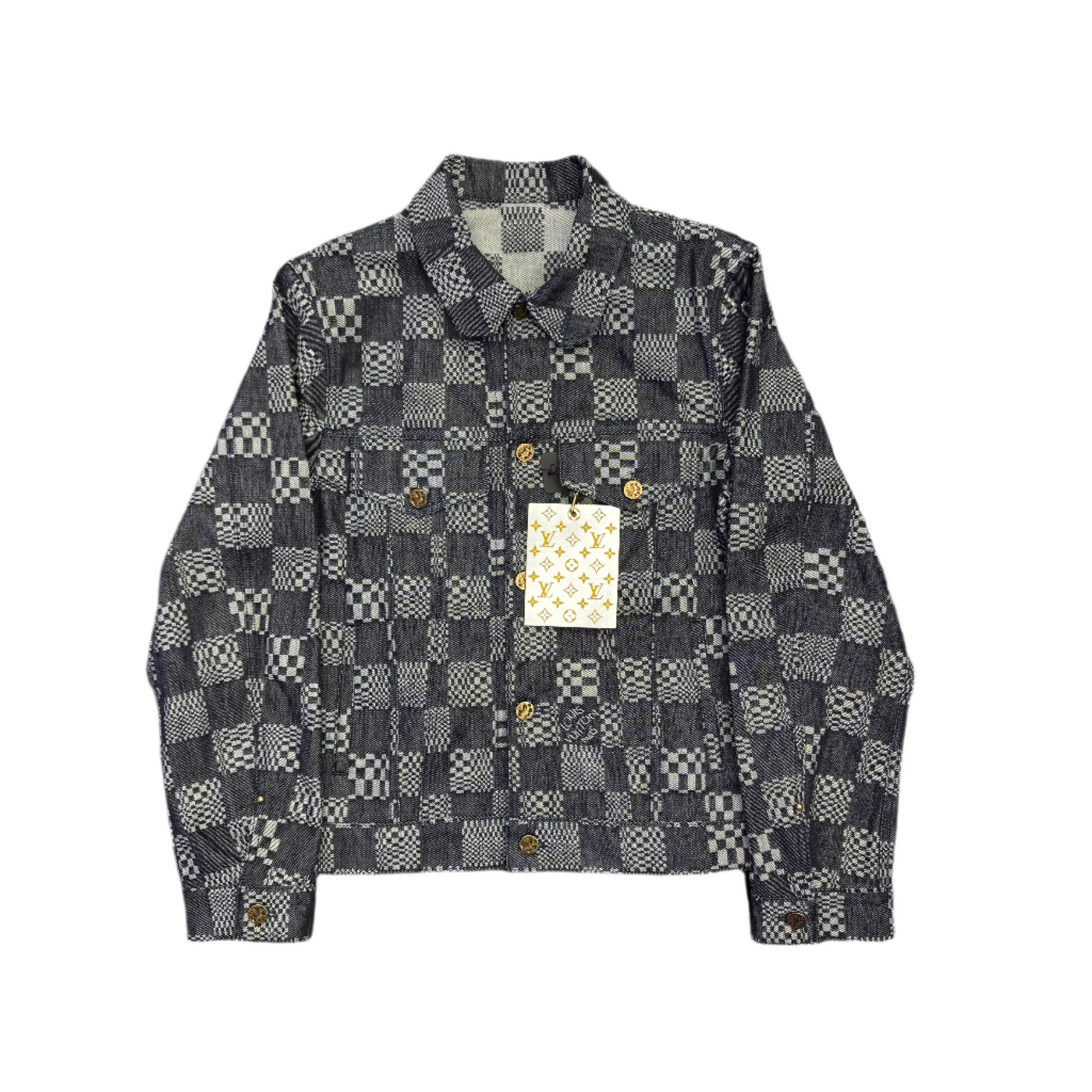 LV Distorted Damier Denim Jacket Indigo Blue