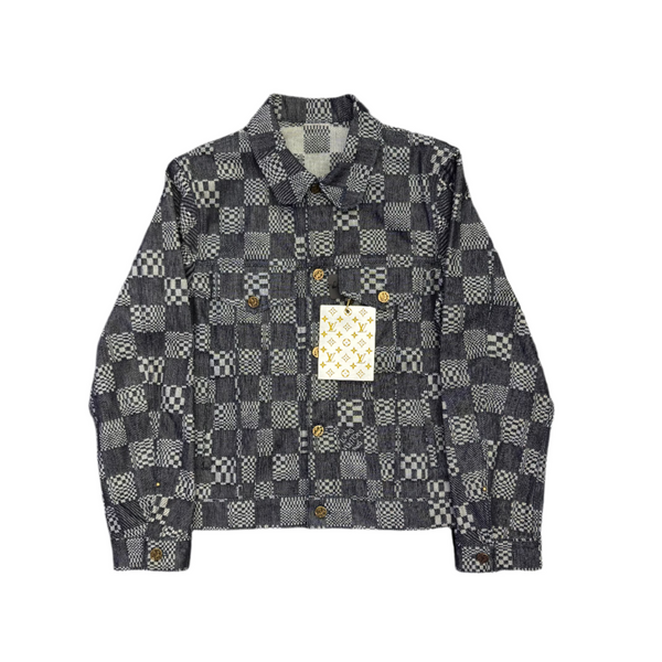 LV Distorted Damier Denim Jacket Indigo Blue