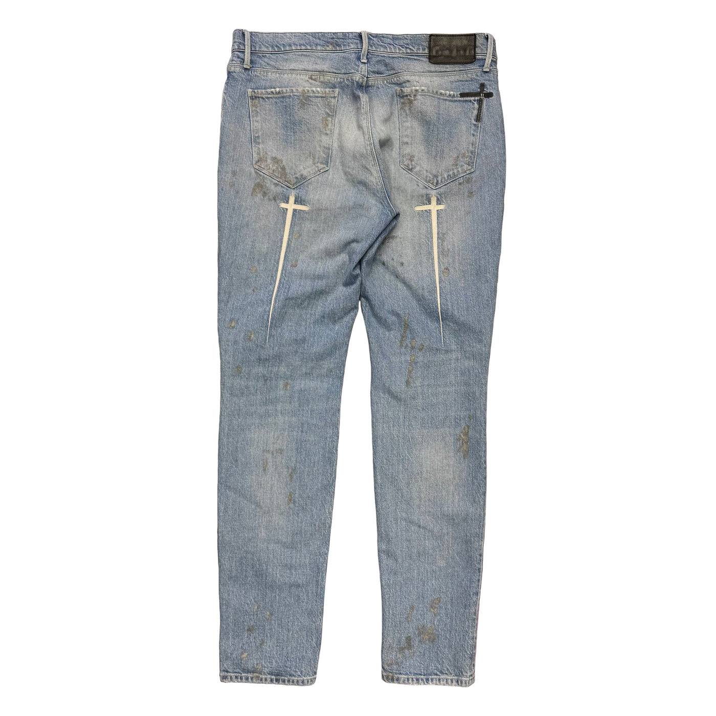 RTA Bryant Paint Splatter Skinny Jeans Blue