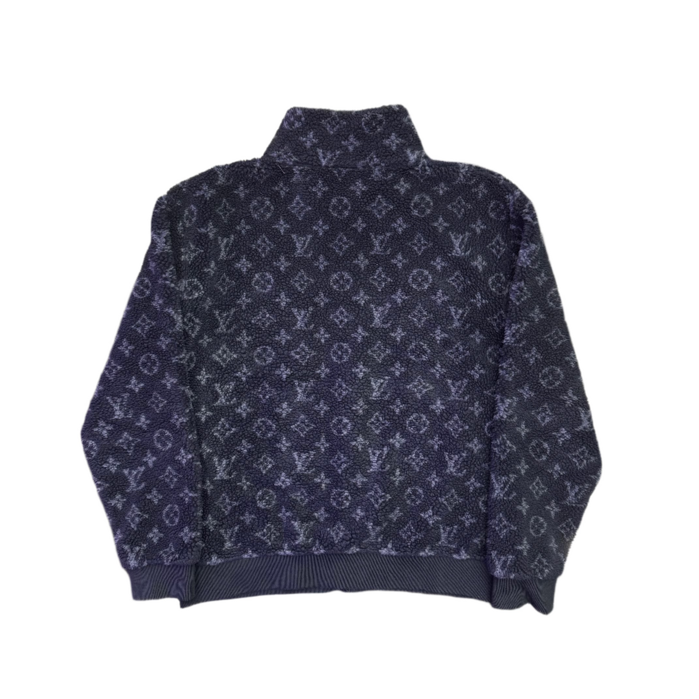 LV Logo Monogram Jacquard Fleece Blue Zip Up Jacket Blue