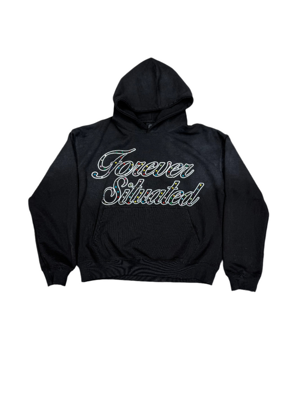 Forever Situated Rhinestone Black Hoodie