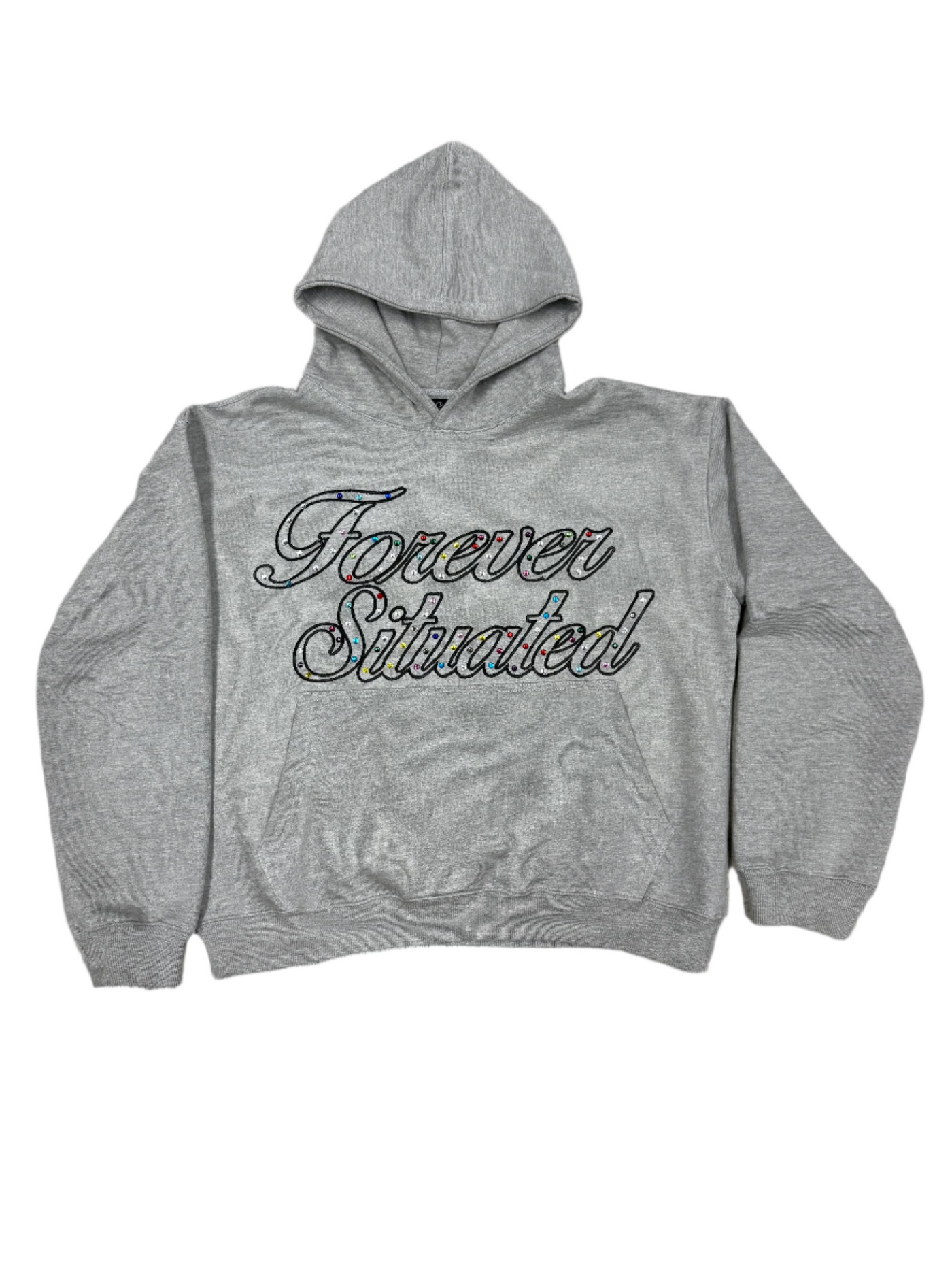 Forever Situated Rhinestone Grey Hoodie