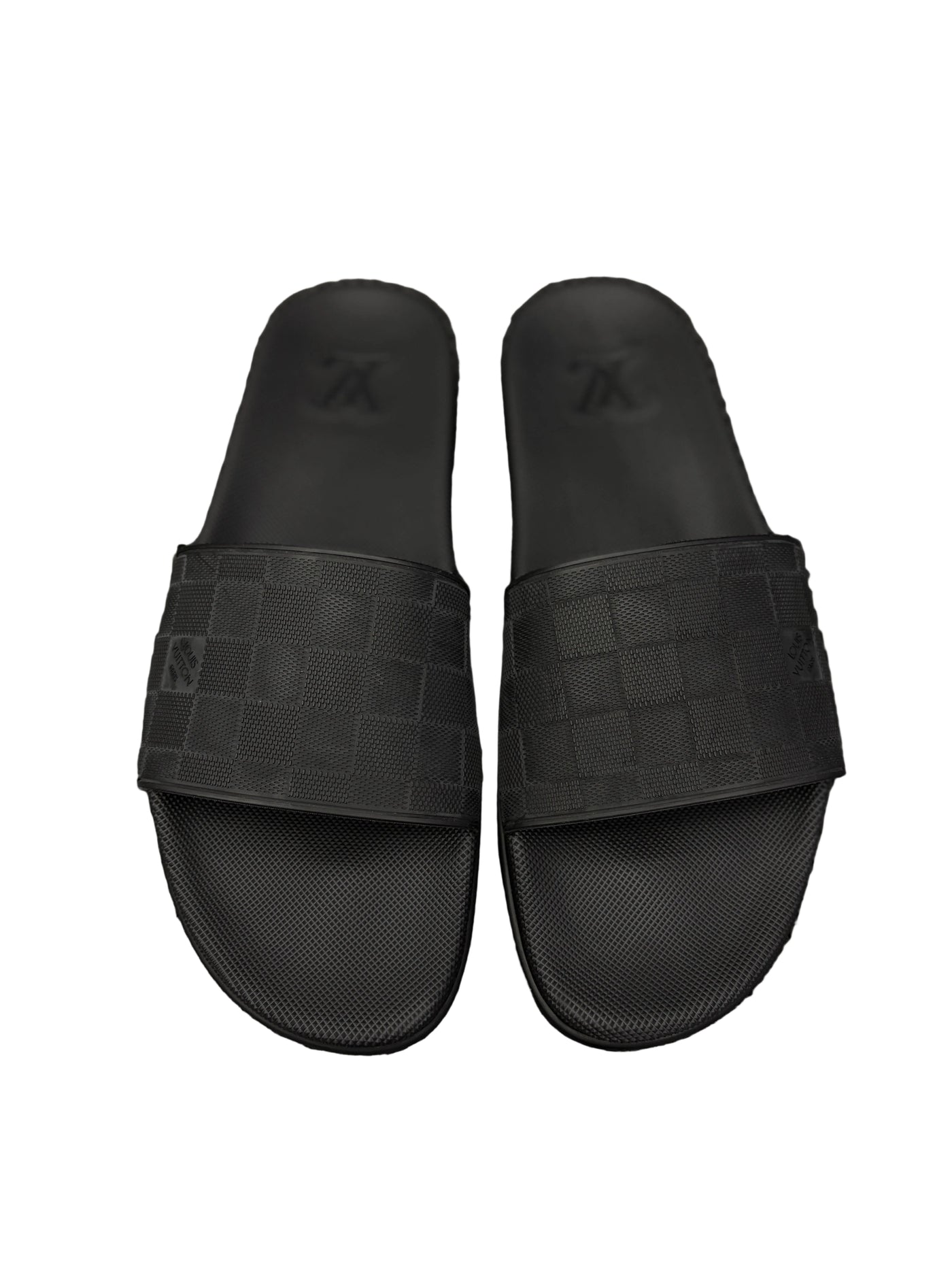 LV Dark Damier Waterfront Mule Slides Black