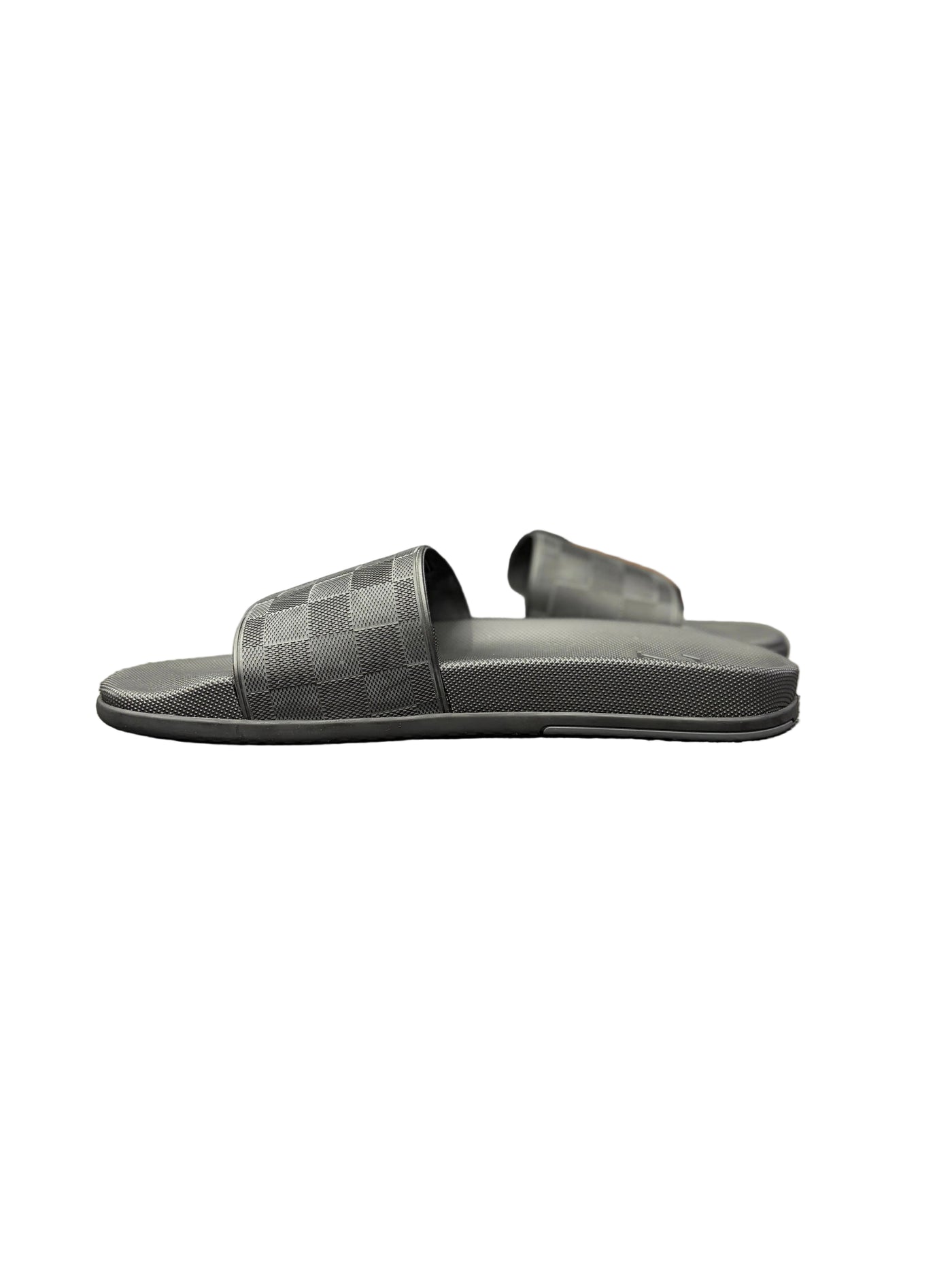 LV Dark Damier Waterfront Mule Slides Black