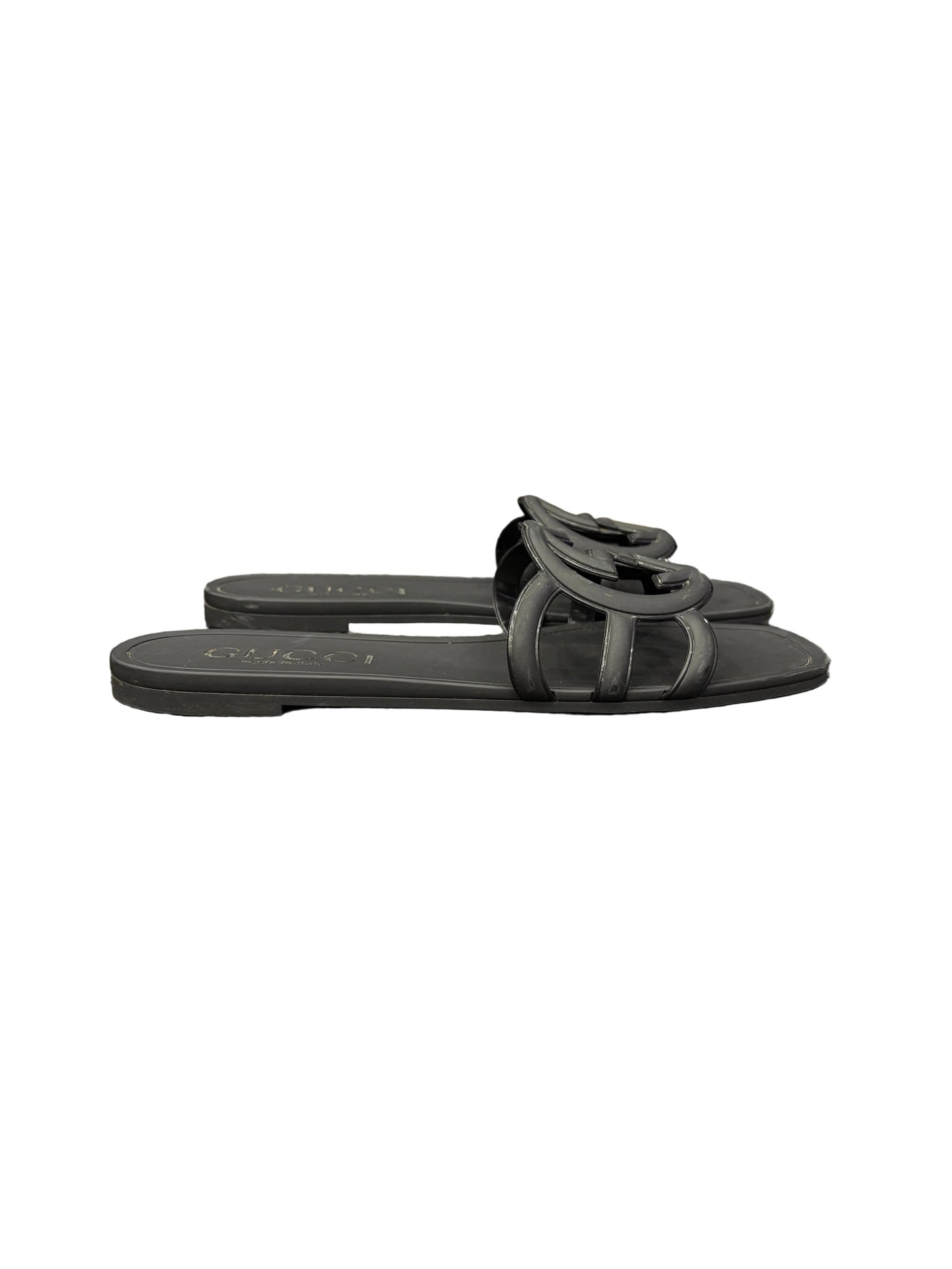WMNS Gucci Interlocking G Rubber Sandals Black