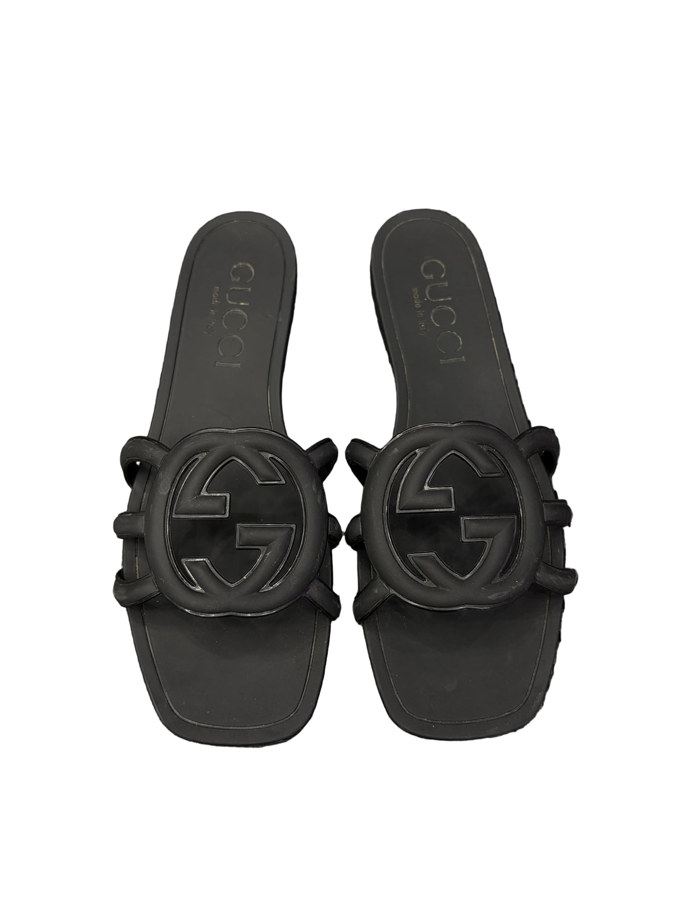 WMNS Gucci Interlocking G Rubber Sandals Black