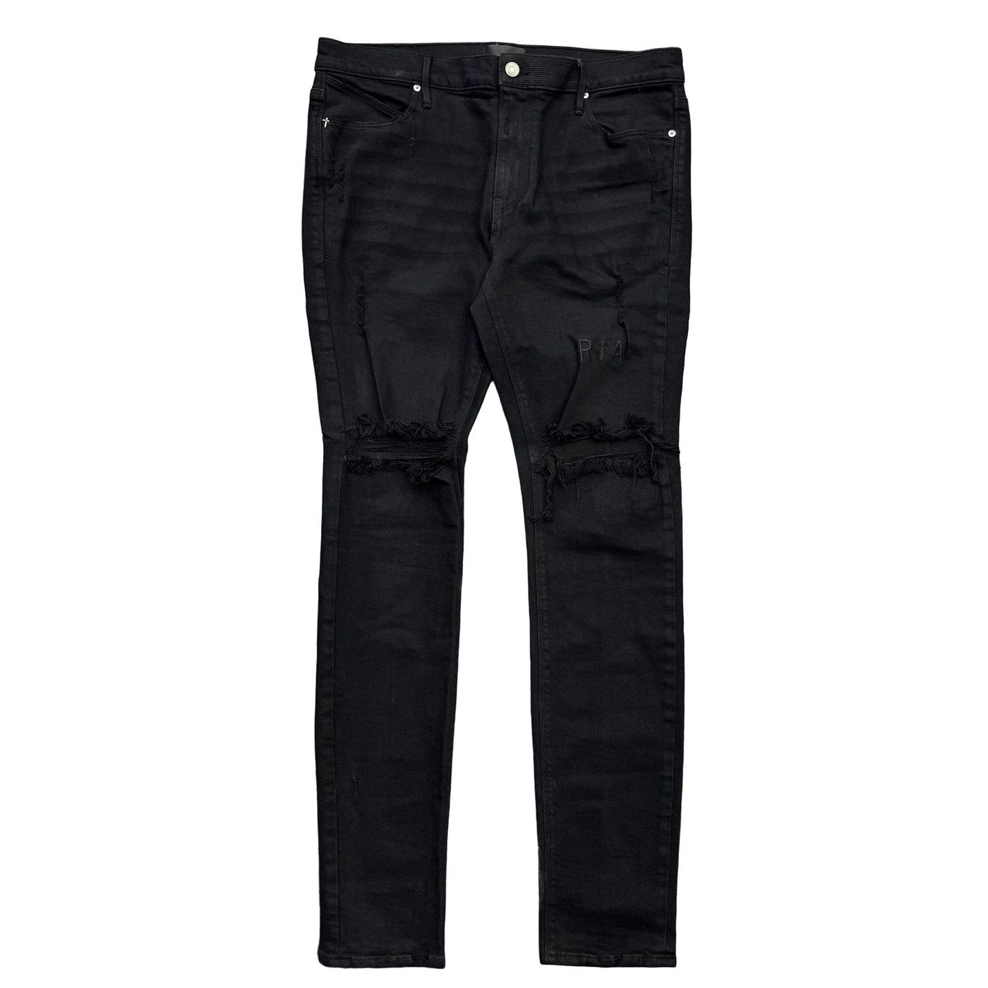 RTA Knee Slit Distressed Denim Jeans Black