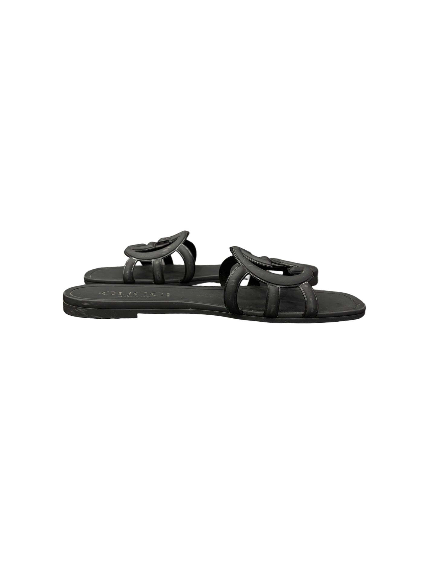 WMNS Gucci Interlocking G Rubber Sandals Black