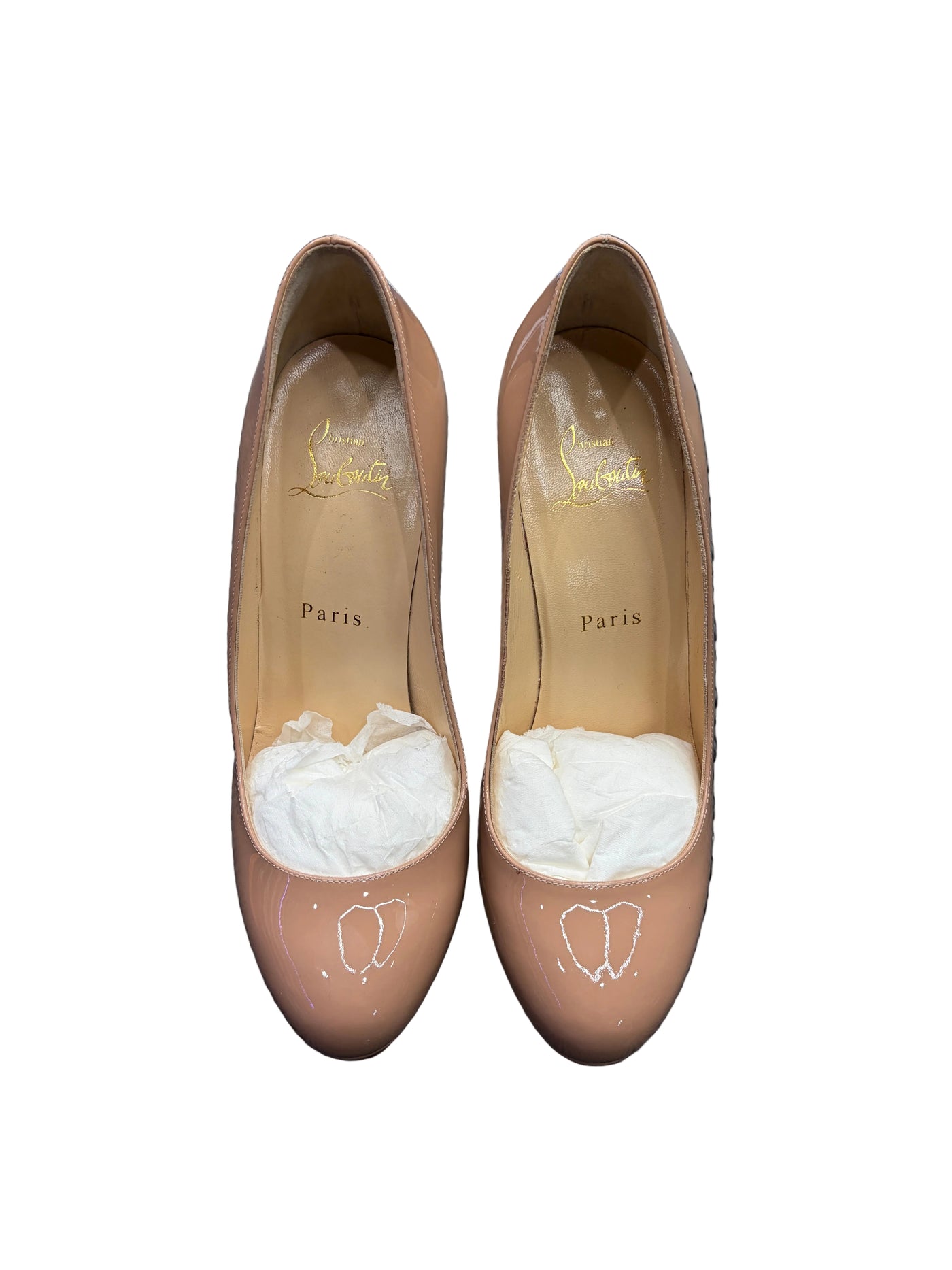 Christian Louboutin Bianca 140 Patent Leather Pumps Nude