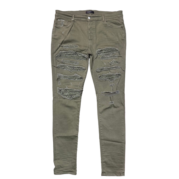 Amiri Bandana Paisley Thrasher Jeans Olive
