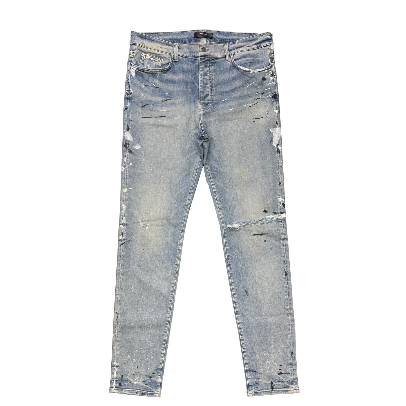 Amiri Paint Splattered Distressed Jeans Clay Indigo