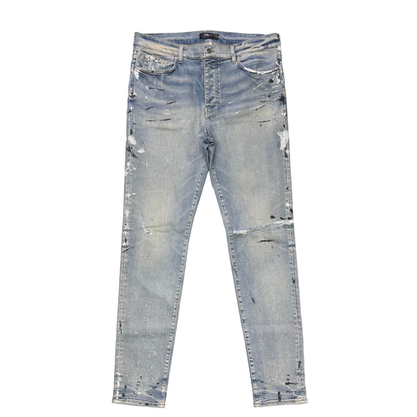 Amiri Paint Splattered Distressed Jeans Clay Indigo