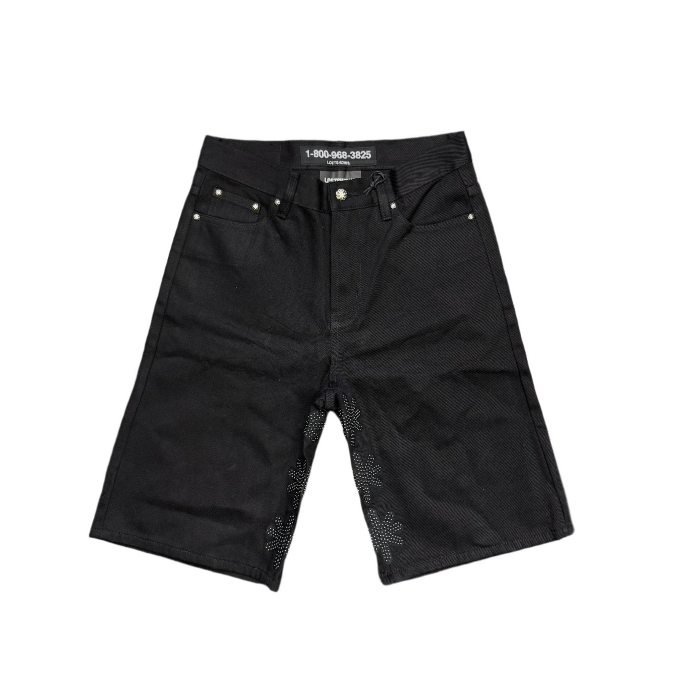 Lost SHDWS Studded Denim Shorts Black