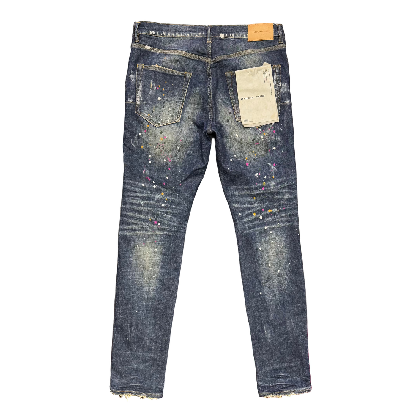 Purple Brand P001 Paint Splatter Distressed Jeans Blue