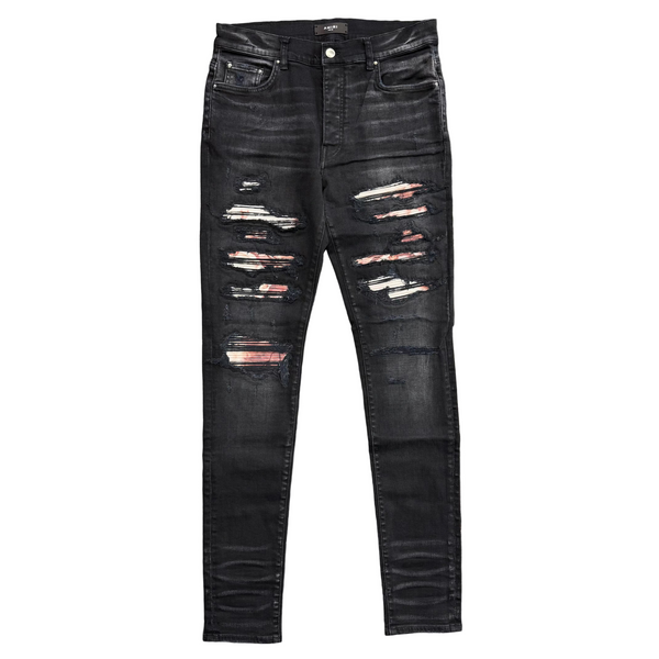 Amiri Thrasher Tie Dye Bandana Jeans Aged Black