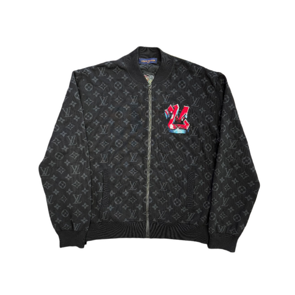 LV Monogram Graffiti Bomber Jacket Black Grey