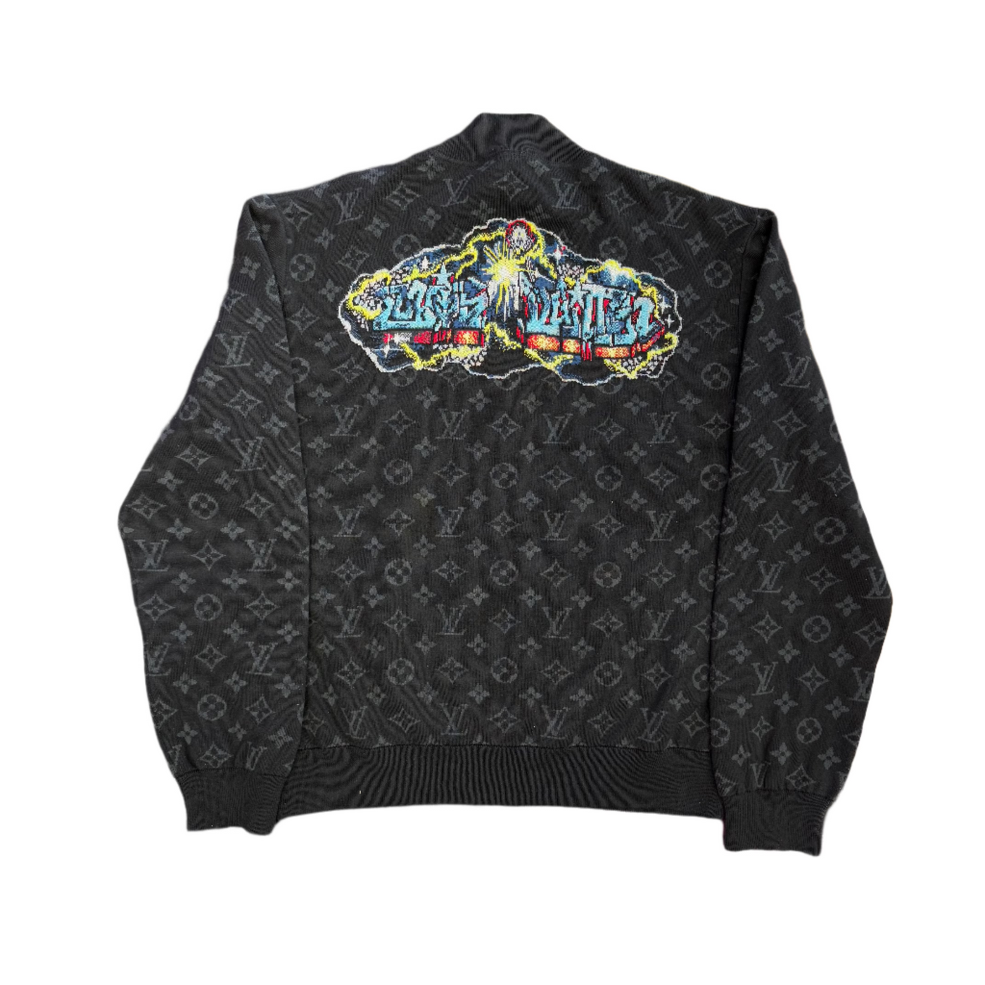 LV Monogram Graffiti Bomber Jacket Black Grey