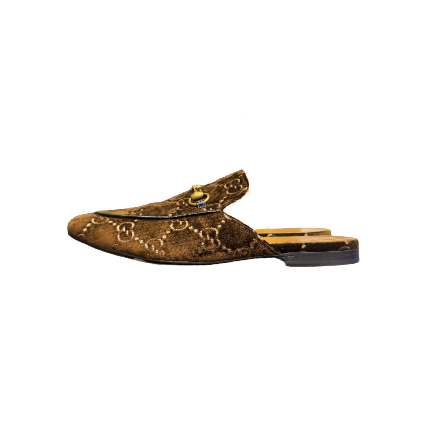 Gucci GG Horsebit Velvet Mule Brown