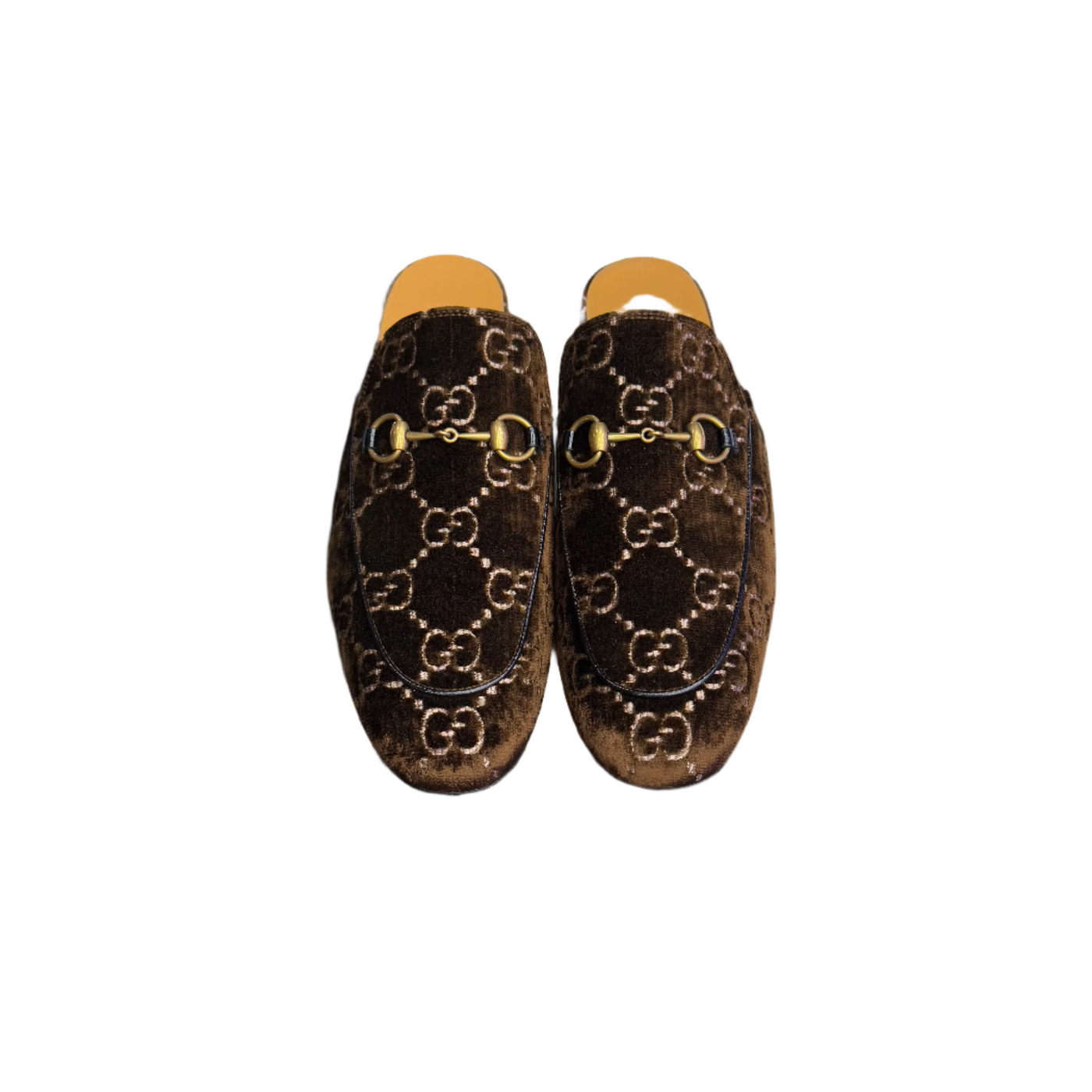 Gucci GG Horsebit Velvet Mule Brown