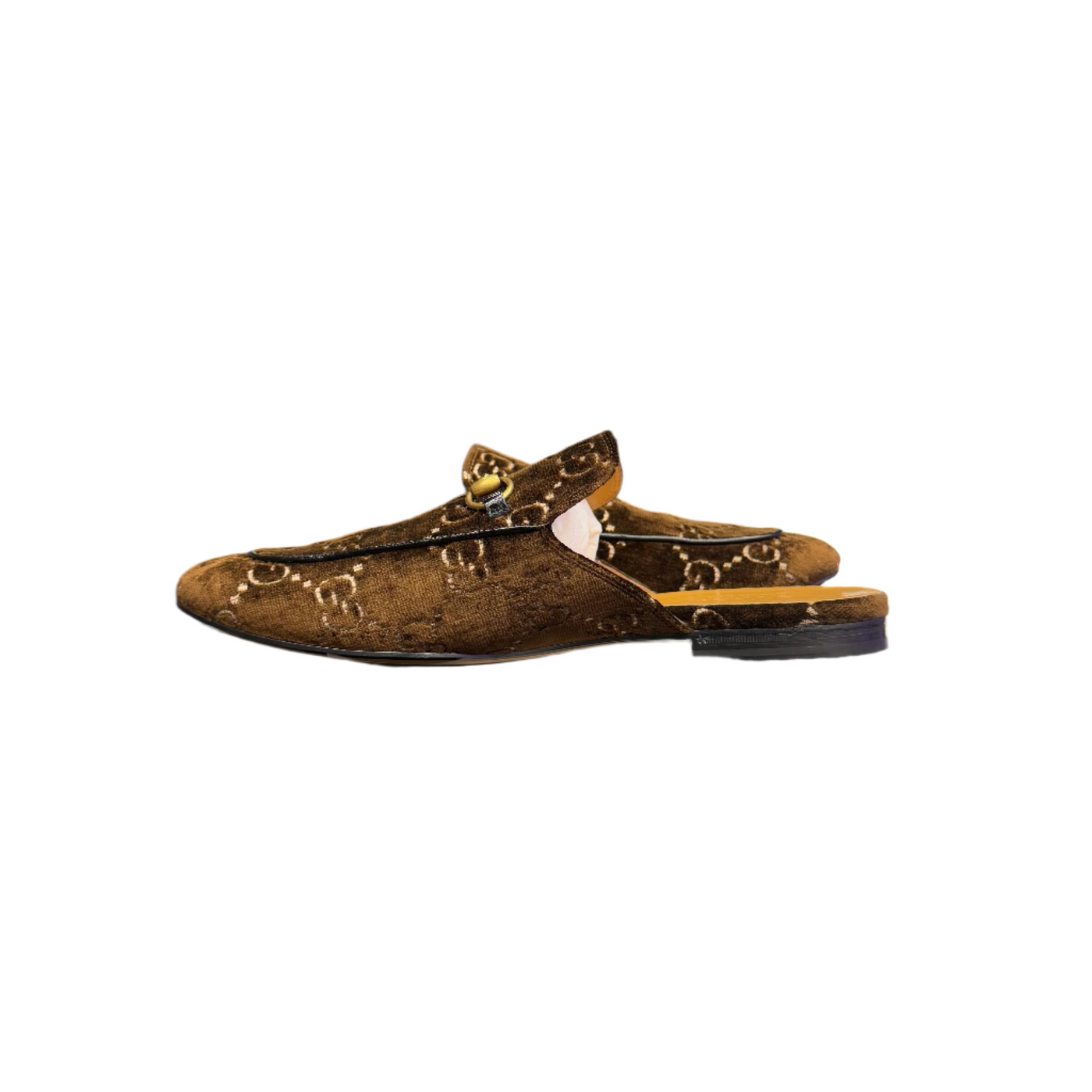 Gucci GG Horsebit Velvet Mule Brown