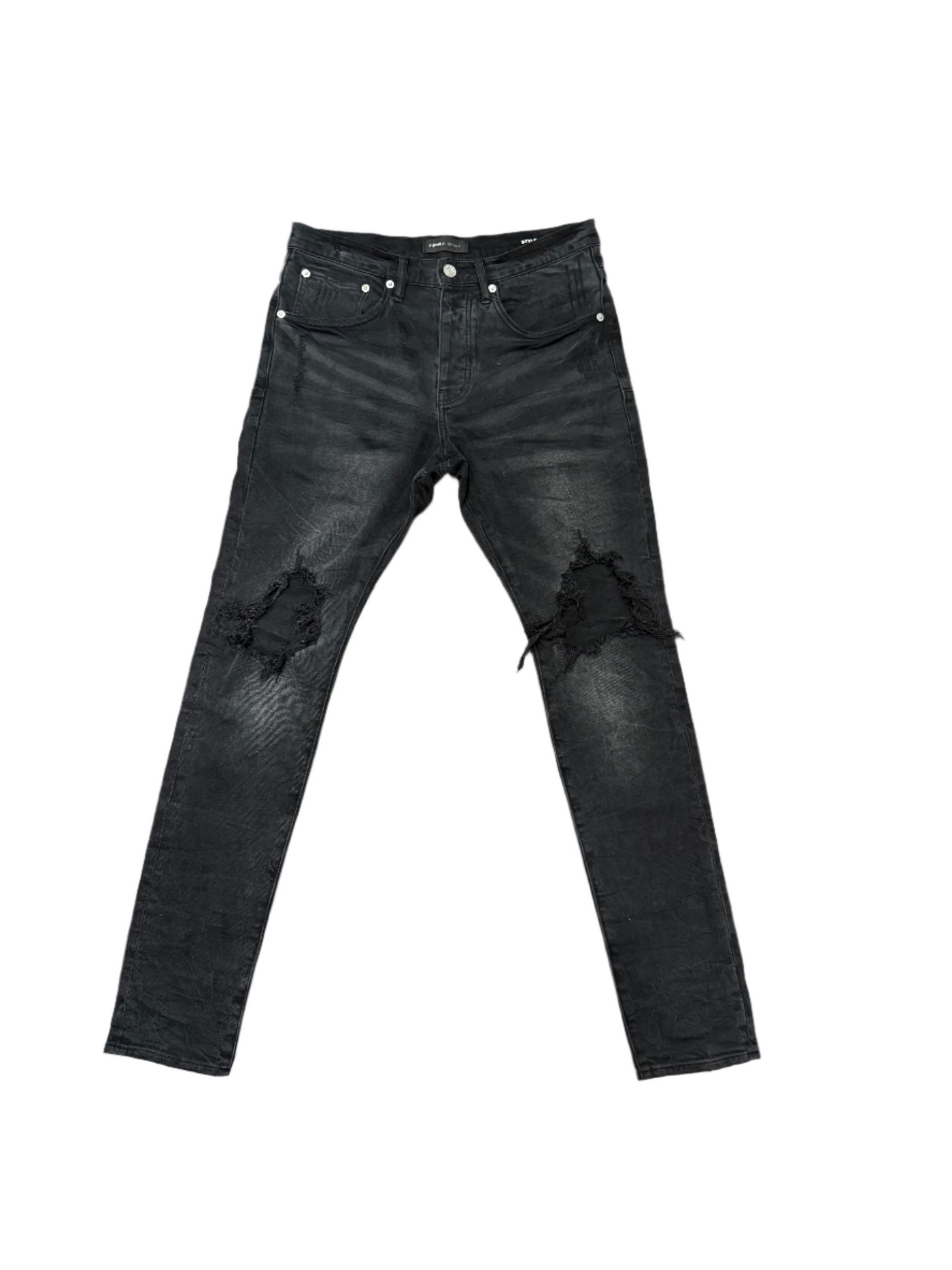 Purple Brand Blowout Knees Black Distressed Jeans