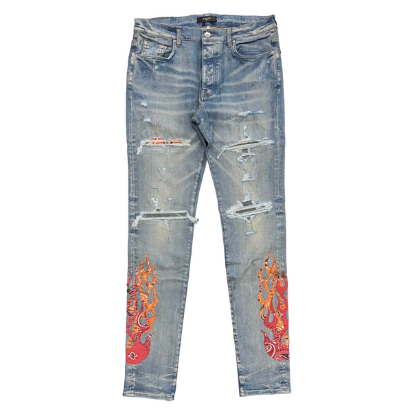 Amiri Orange Bandana Flame Jeans Clay Indigo
