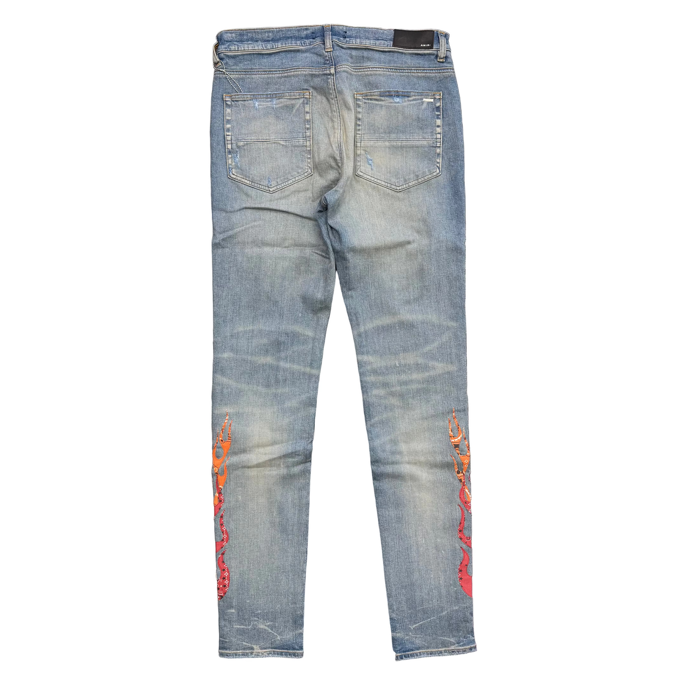 Amiri Orange Bandana Flame Jeans Clay Indigo