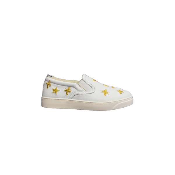 Kids Gucci Bees Slip On White