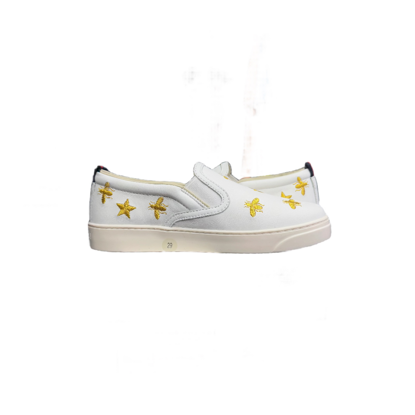 Kids Gucci Bees Slip On White