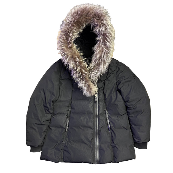 WMNS Mackage Adali Silver Fox Fur Jacket Black