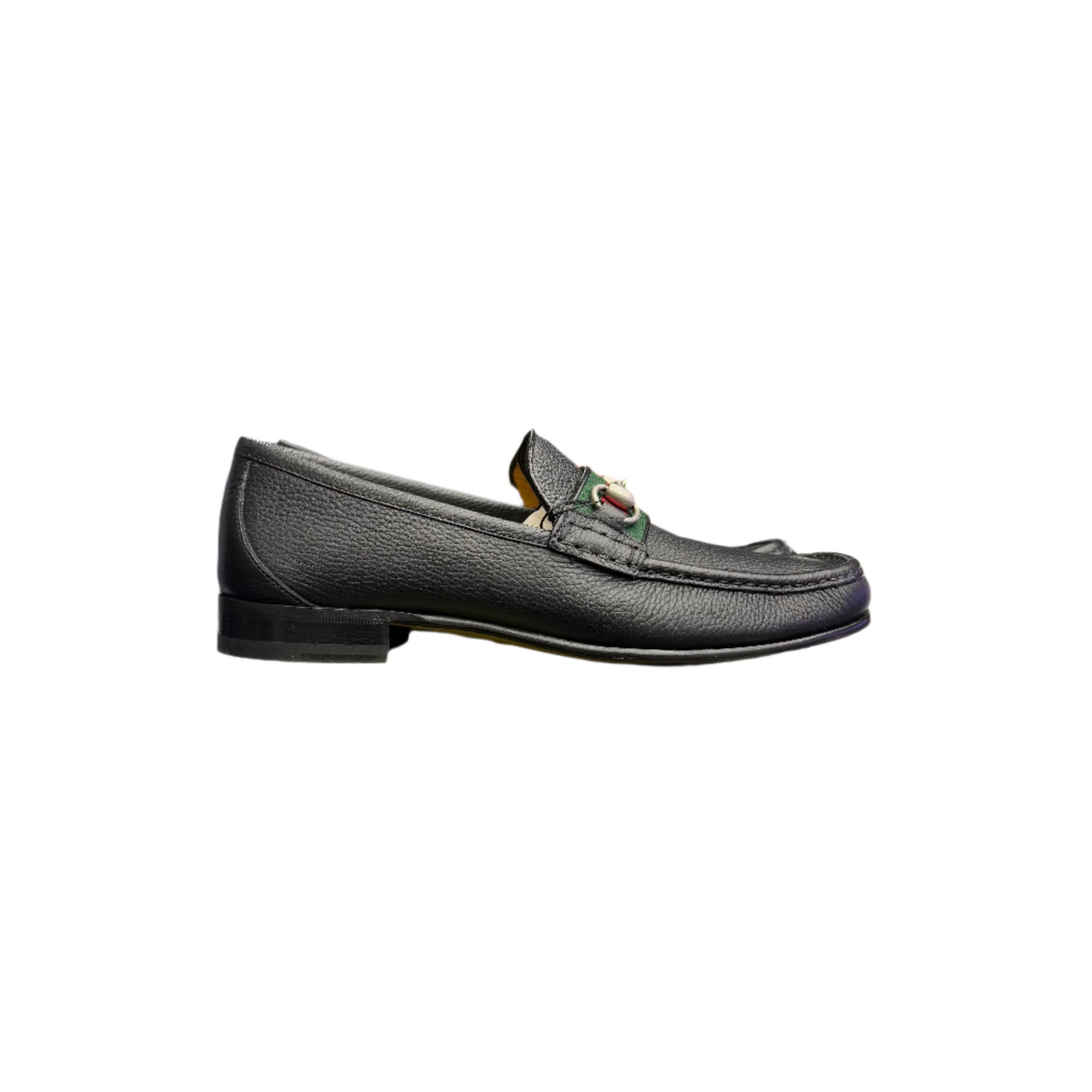Gucci Leather Web Horsebit Loafers Black