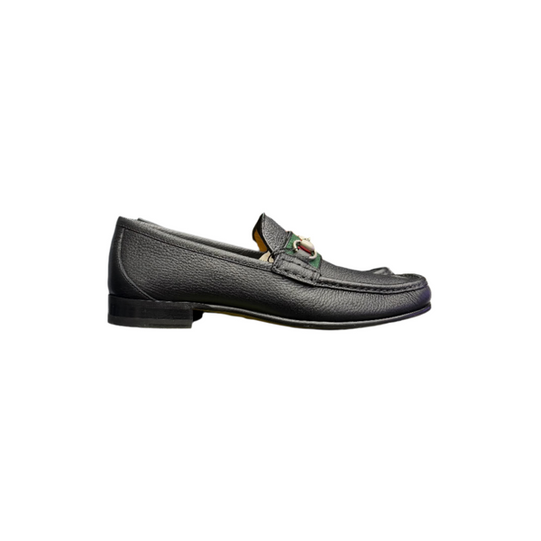 Gucci Leather Web Horsebit Loafers Black