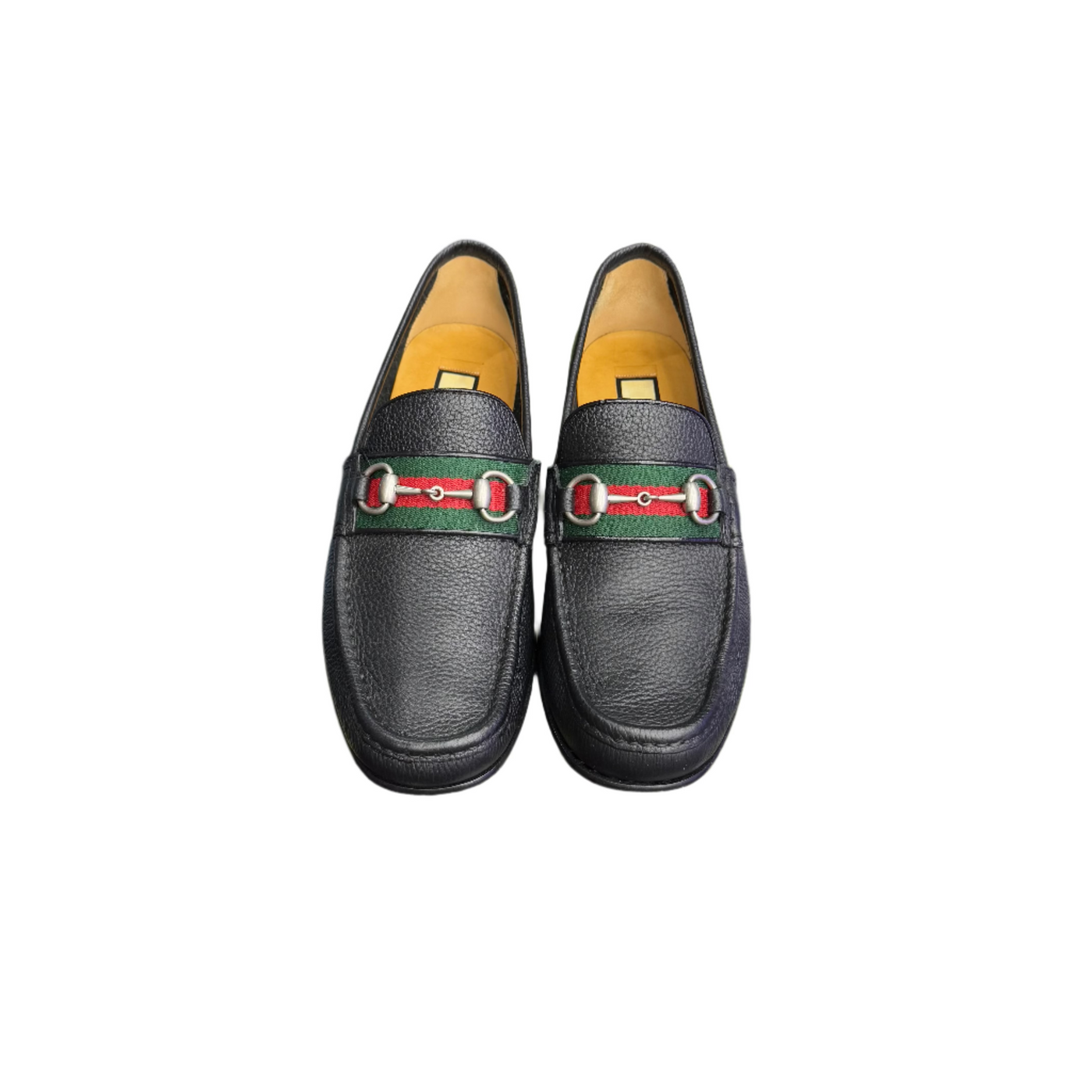 Gucci Leather Web Horsebit Loafers Black