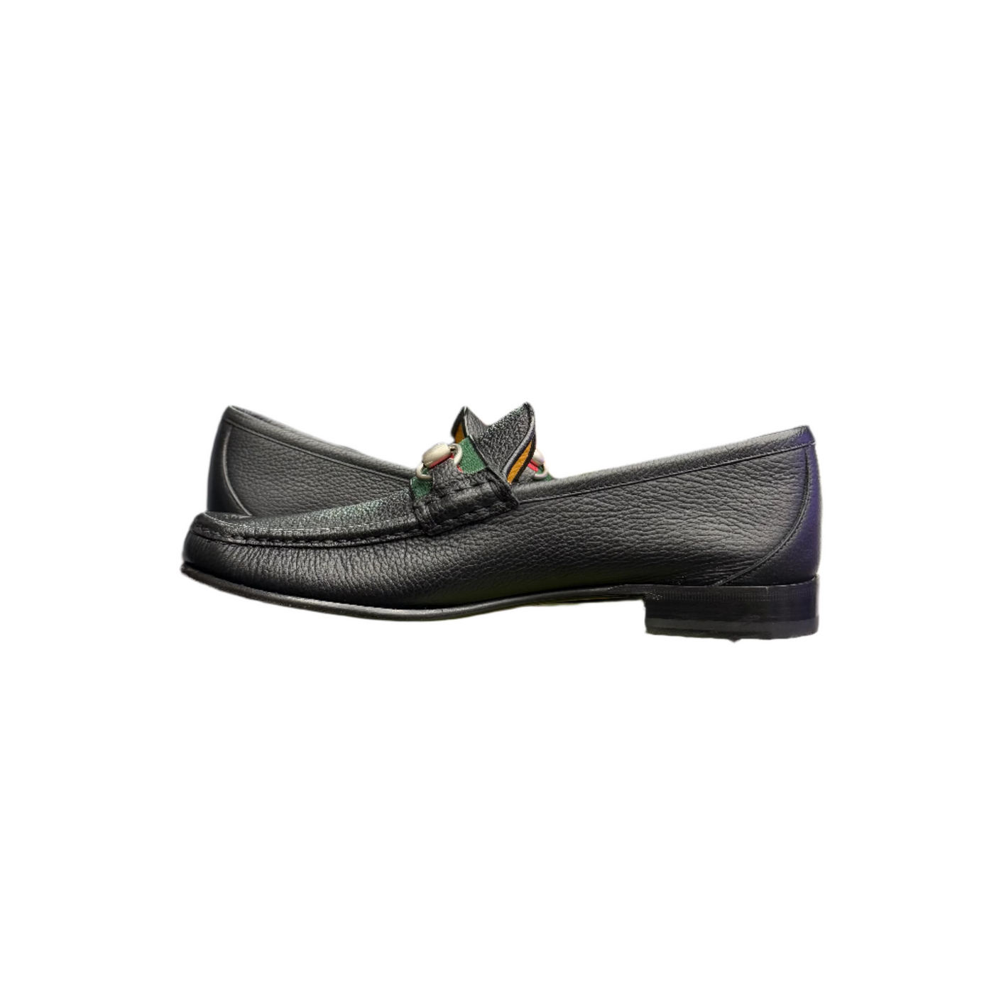 Gucci Leather Web Horsebit Loafers Black