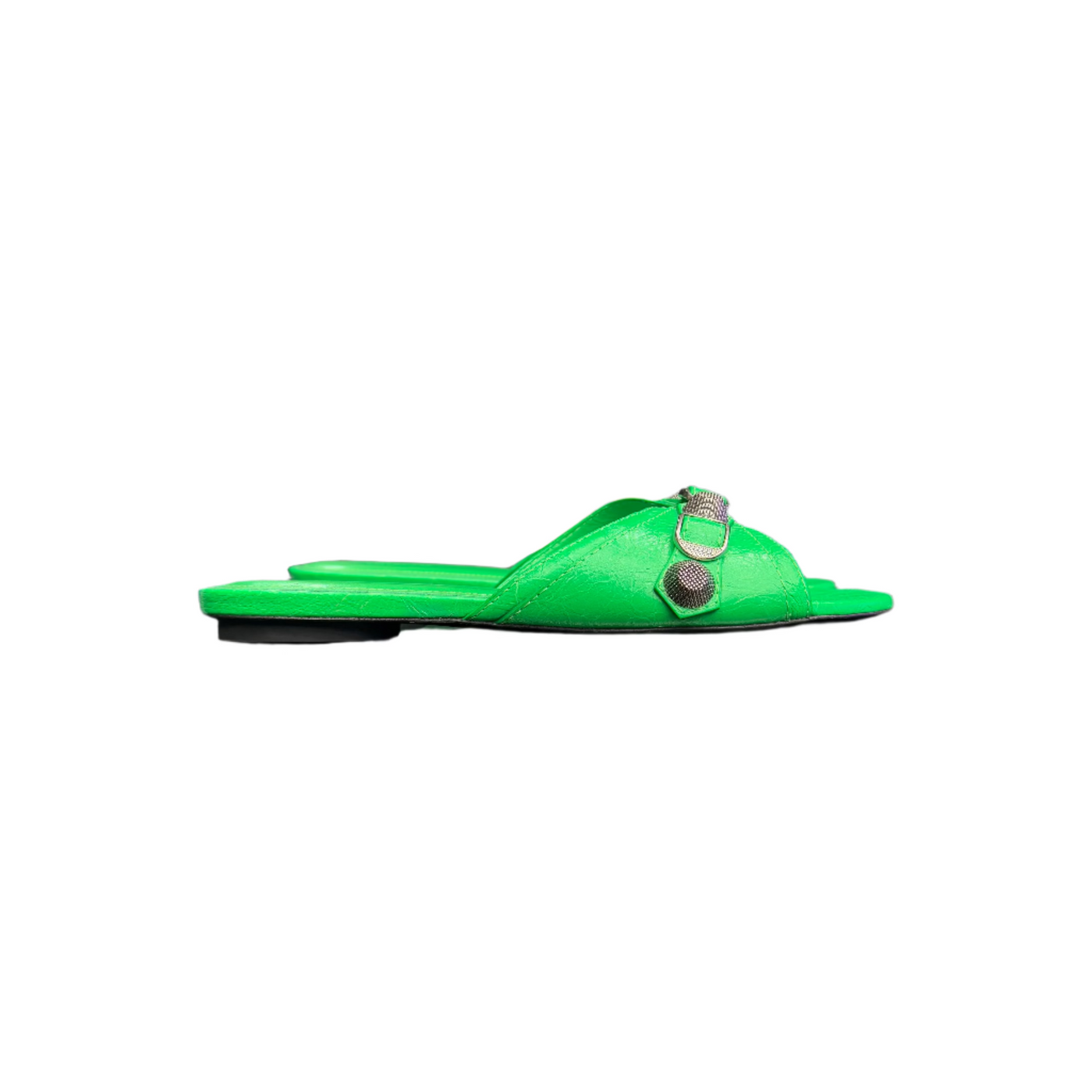 WMNS Balenciaga Leather Cagole Sandals Neon Green