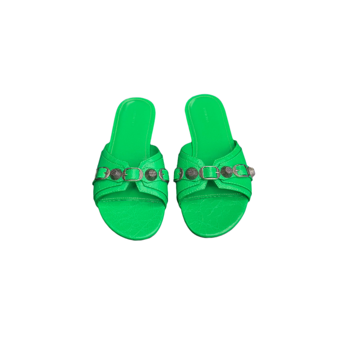 WMNS Balenciaga Leather Cagole Sandals Neon Green