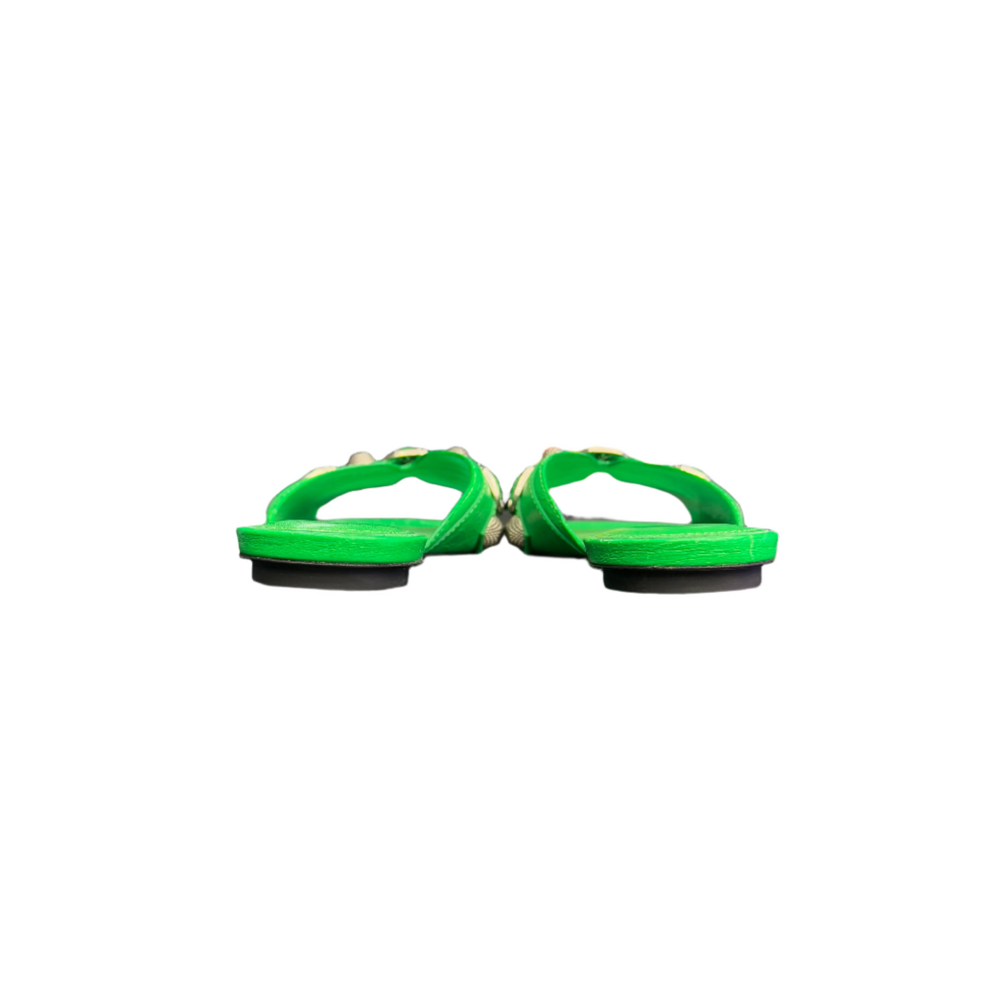 WMNS Balenciaga Leather Cagole Sandals Neon Green