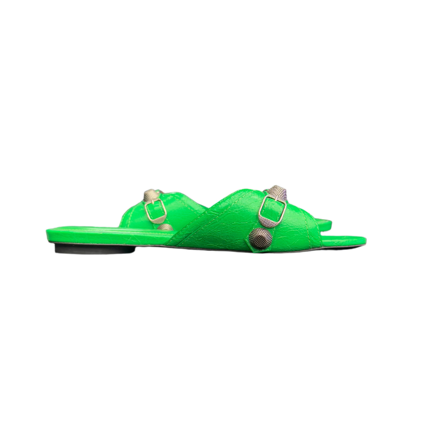 WMNS Balenciaga Leather Cagole Sandals Neon Green