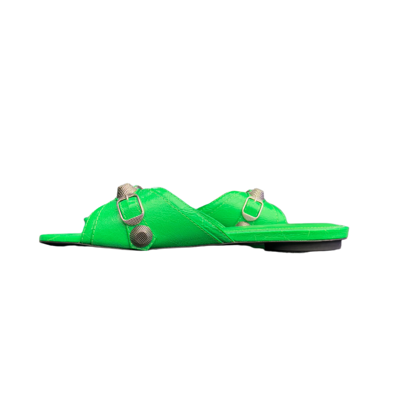WMNS Balenciaga Leather Cagole Sandals Neon Green