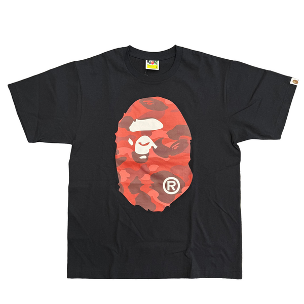 Bape Color Camo Big Ape Head Tee Black Red