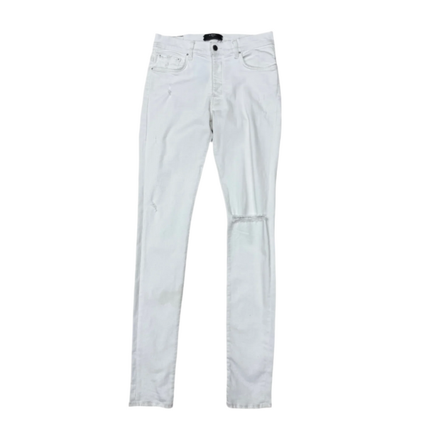 Amiri MX1 Skinny Distressed White Jeans