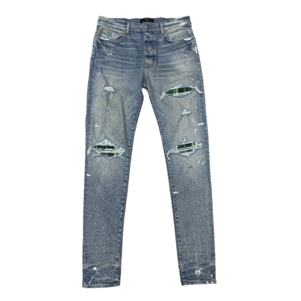 Amiri MX1 Plaid Patch Clay Indigo Jeans