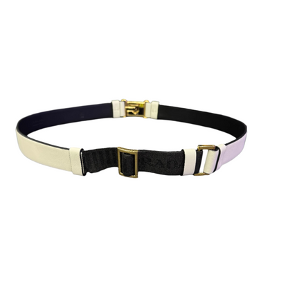 Prada Enameled Metal Triangle Logo Leather Belt White