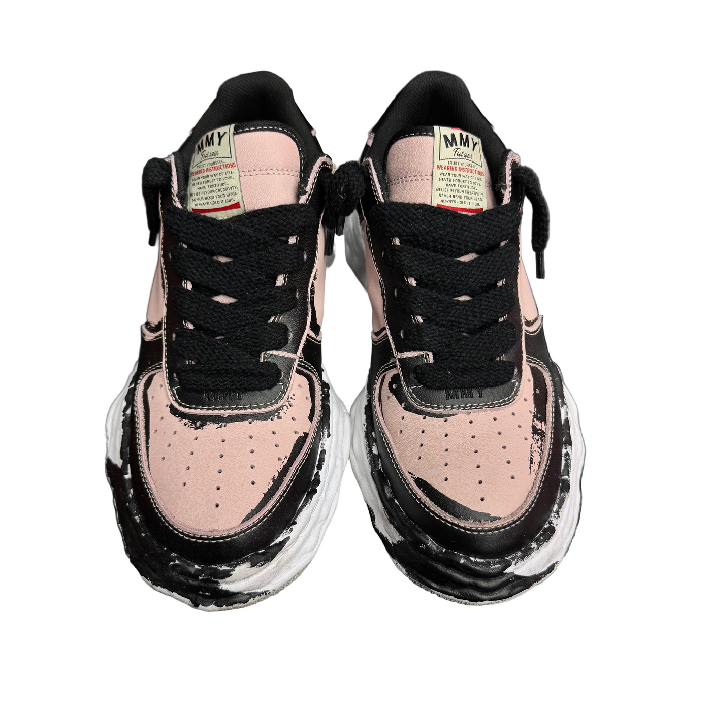 MMY Wayne OG Sole Printed Leather Low Sneaker Black Pink