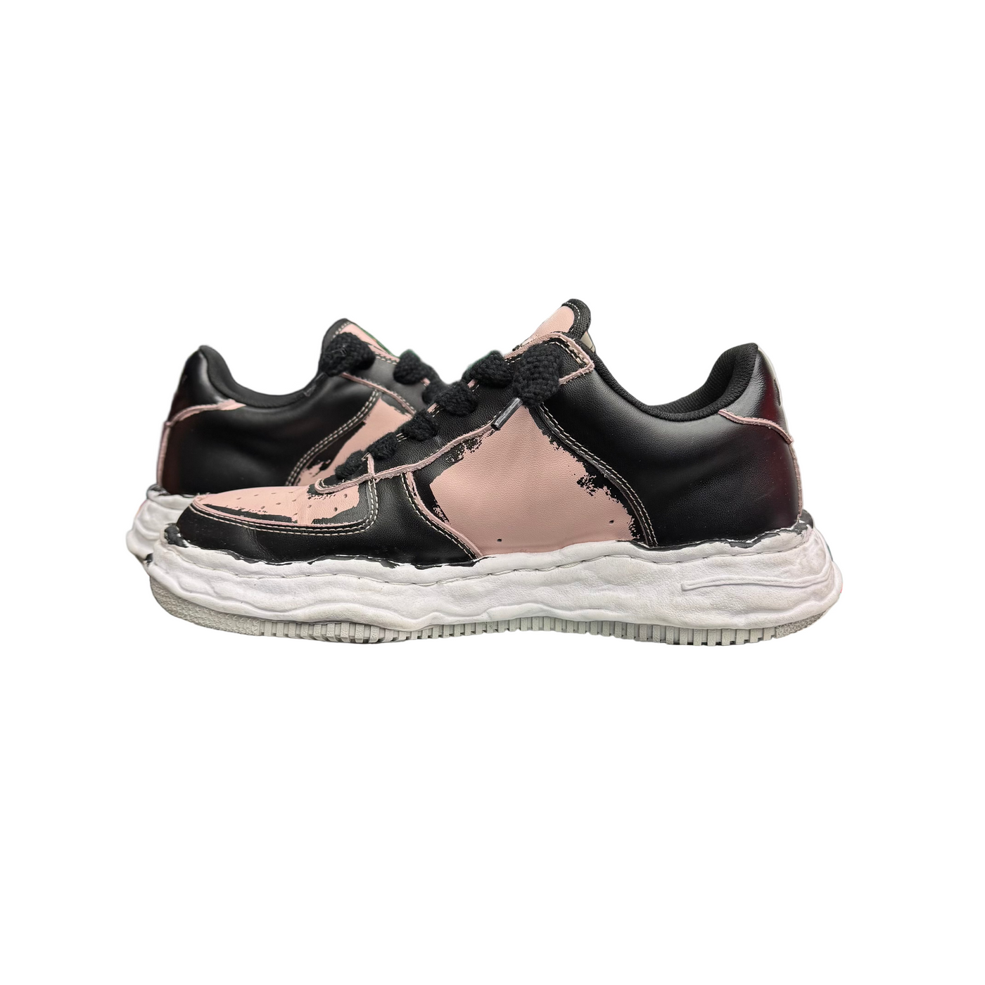 MMY Wayne OG Sole Printed Leather Low Sneaker Black Pink
