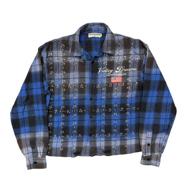 Vale Forever The Blues Flannel Button Up Shirt Blue