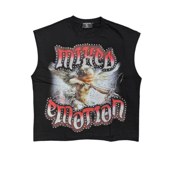 Mixed Emotion Angel Sleeveless Tee Black