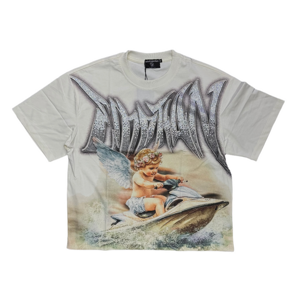 Mixed Emotion Jetski Rhinestone Tee White